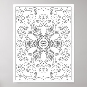 Full Page Mandala Adult Coloring Poster