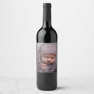 Full Photo Baby Announcement Wine Bottle Label