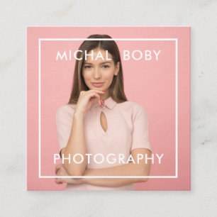 Full Photo Blush Pink Feminine Trendy Photographer Square Business Card