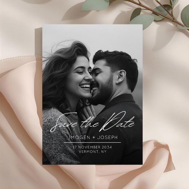 Full Photo Chic Flat Wedding Save The Date Card (Creator Uploaded)