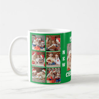 FULL PHOTO COLLAGE MERRY CHRISTMAS MUG GREEN 