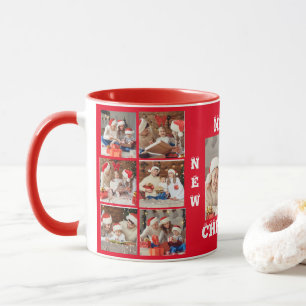 FULL PHOTO COLLAGE MERRY CHRISTMAS MUG RED COLLAGE