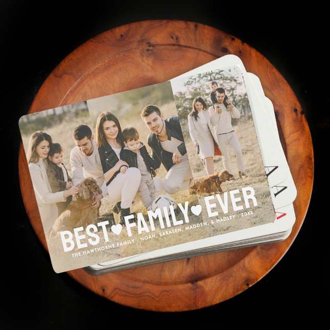 Full Photo Custom Best Family Ever Collage Text Playing Cards (Creator Uploaded)