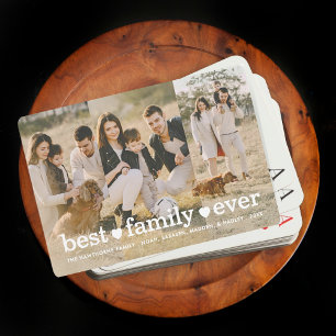 Full Photo Custom Best Family Ever Collage Text Playing Cards