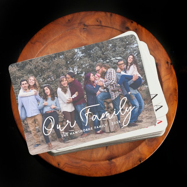 Full Photo Custom Family Script Typography Text Playing Cards (Creator Uploaded)