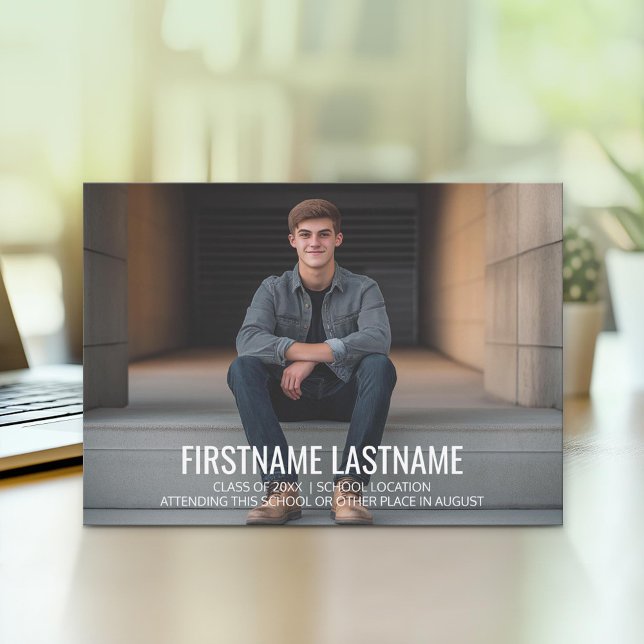 Full Photo Graduation party - minimal type Invitation (Simple Graduation Announcement with Party Invitation on the Back)