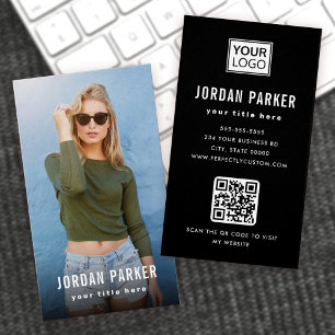 Full photo logo black vertical business cards