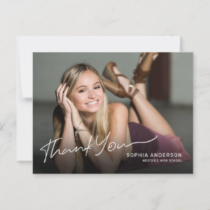 Full Photo Modern Script Graduate Thank You Postcard