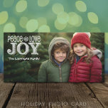 Full Photo Peace Love Joy Christmas Holiday Card<br><div class="desc">Modern simple Design - Customize this with 1 horizontal or landscape photo and your family name.</div>