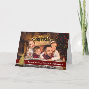 Full Photo Postcard Gold Christmas Tree Your Text