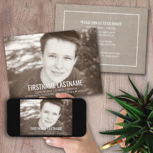 Full Photo Rustic Graduation Announce and party Invitation
