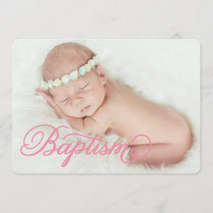 Full Photo Script Pink   Baptism Invitation