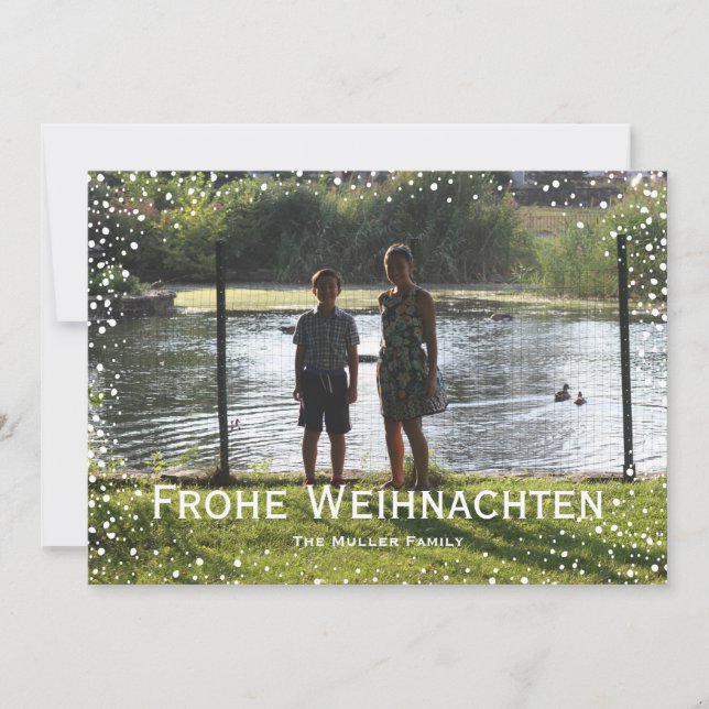Full Photo Snowfall Custom Card Frohe Weihnachten (Front)