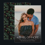 Full Photo Thrill of Hope Announce Pregnancy Photo Holiday Card<br><div class="desc">These beautiful,  full photo pregnancy announcement holiday cards feature modern,  elegant typography reading,  "A Thrill of Hope." The back contains a Christmas pattern of pine boughs and berries over a custom colour background (shown in black).</div>