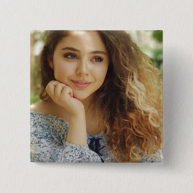 Full Photo Upload 15 Cm Square Badge (Front)