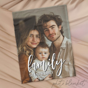 Full Photo - Vertical Custom Script Family Text Fleece Blanket