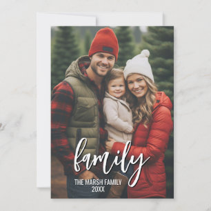 Full Photo - Vertical Custom Script Family Text  Holiday Card