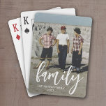 Full Photo - Vertical Custom Script Family Text Playing Cards<br><div class="desc">A fun way to capture memories and share them with friends. Add a vertical photo and your favourite caption to make a cool gift for friends. A 2nd line of text is available to record the year or add any other text.</div>