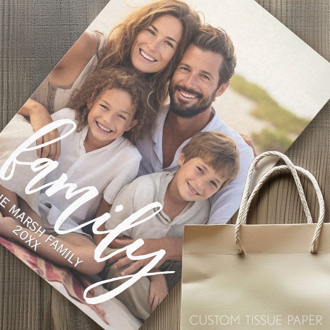 Full Photo - Vertical Custom Script Family Text Tissue Paper (Custom Photo Tissue Paper)