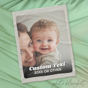 Full Photo - Vertical Custom Text Fleece Blanket