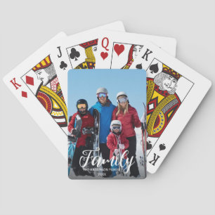Full Photo Vertical Custom White Script Family  Playing Cards