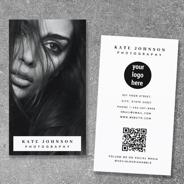 Full Photo Vertical Photography Business Logo  Card (Full Photo Vertical Photography Business Logo Business Card)