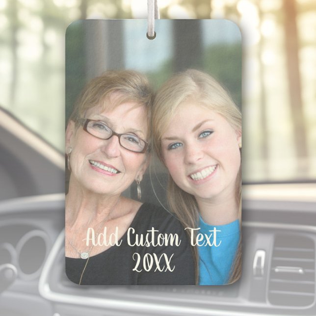 Full Photo - Vertical Portrait Layout Script Text Car Air Freshener (Personalized Car Air Freshener)