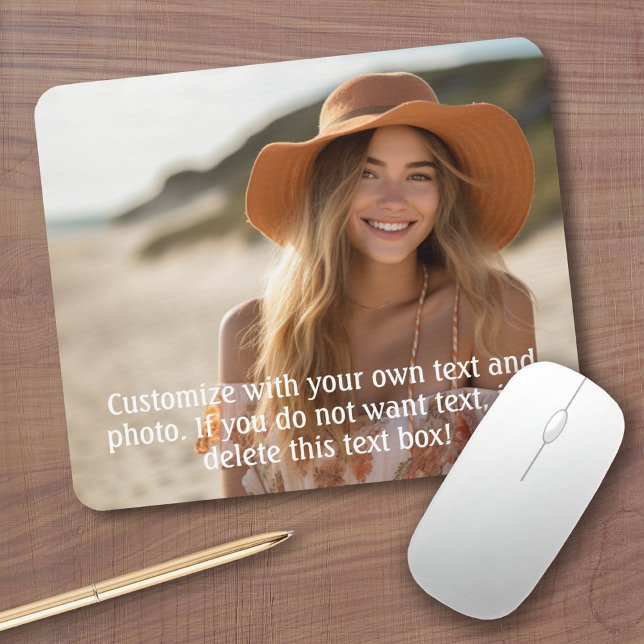 Full Photo with simple text on bottom Mouse Mat (Custom Mousepad)