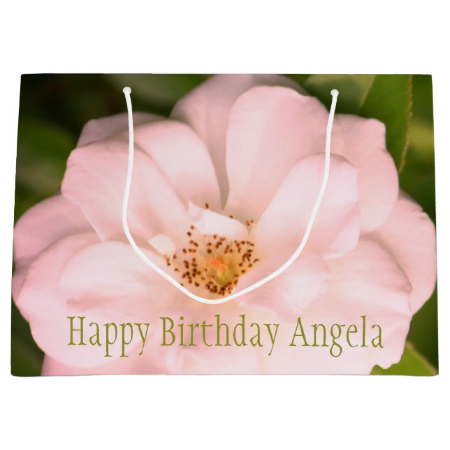 Full Pink Rose Bloom Large Gift Bag (Front)