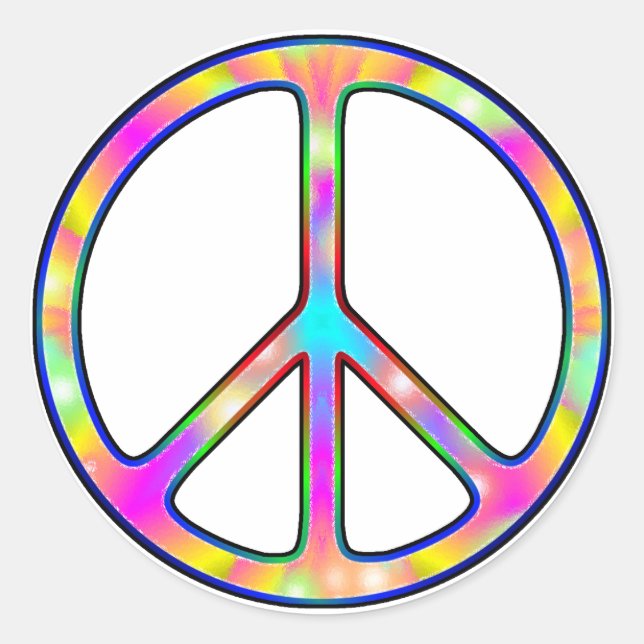 Full Psychedelic Peace Sign Classic Round Sticker (Front)