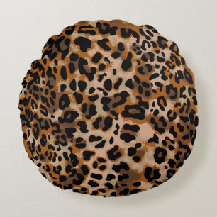 Full seamless jaguar cheetah animal skin pattern. round cushion