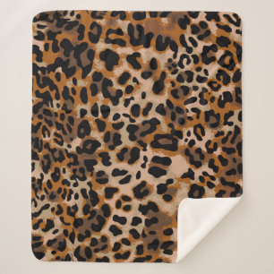 Full seamless jaguar cheetah animal skin pattern. sherpa blanket