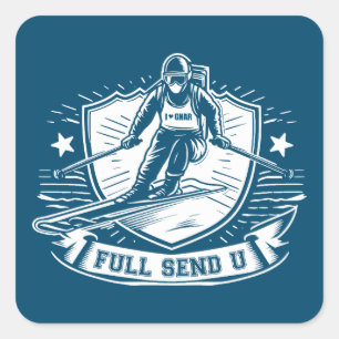 Full Send University Skiing Square Sticker