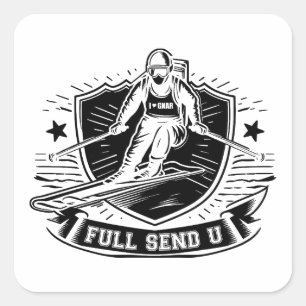 Full Send University Skiing Square Sticker
