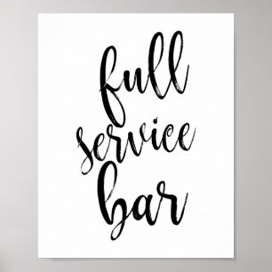 Full Service Bar Black and White 8x10 Wedding Sign