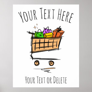 Full shopping cart/trolley/Winter sale. Promotion Poster