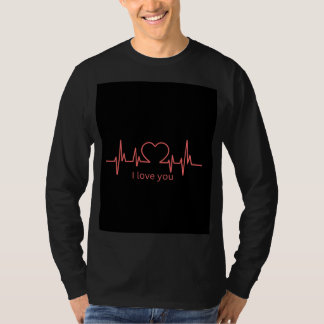 Full sleeve black Shirt with I love you design 