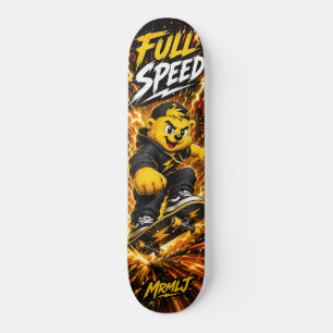 Full Speed Black Gold Monster Street Racing Art Skateboard