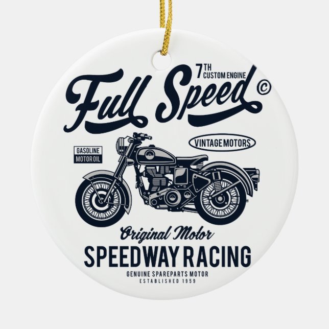 Full Speed Speedway Racing Ceramic Tree Decoration (Front)