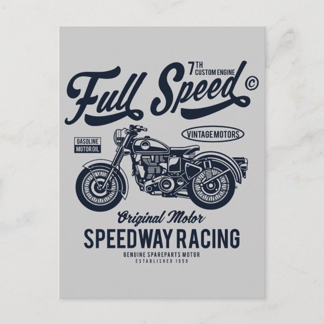 Full Speed Speedway Racing Postcard (Front)