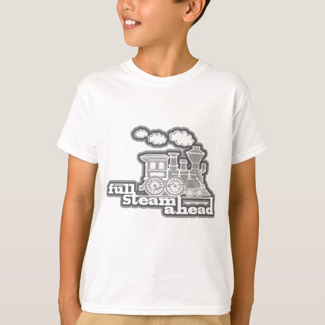 Full steam ahead loco train grey kids t-shirt (Front)