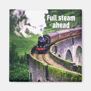 Full steam ahead Locomotive Train on Bridge Magnet