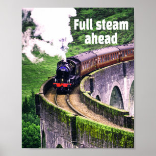 Full steam ahead Locomotive Train on Bridge Poster
