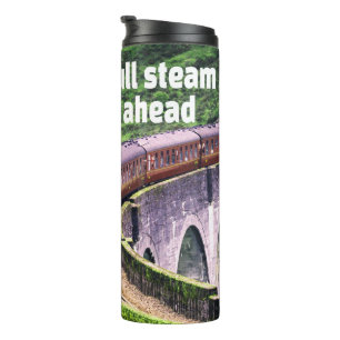 Full steam ahead Locomotive Train on Bridge Thermal Tumbler