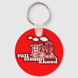 "Full steam ahead" red train keychain