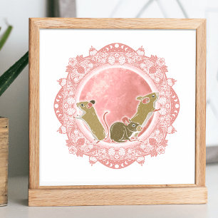 Full Strawberry Moon   June Moon Illustration Poster