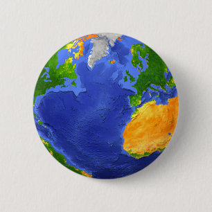 Full The Earth Showing Topographic Data. 6 Cm Round Badge