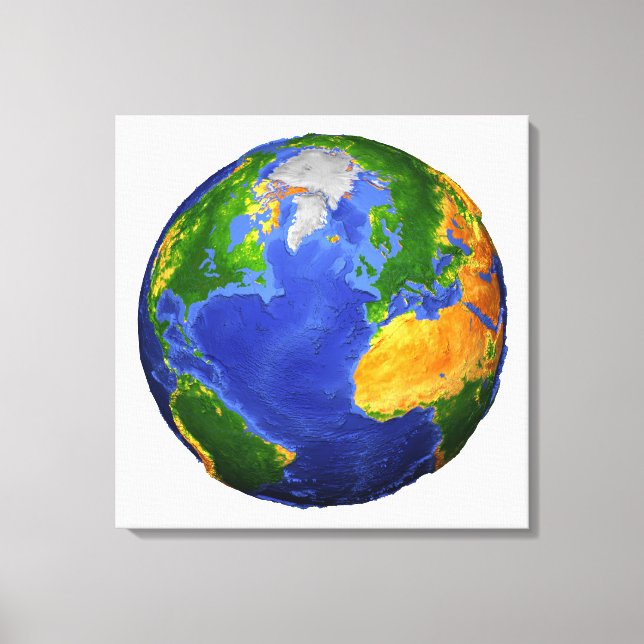 Full The Earth Showing Topographic Data. Canvas Print (Front)