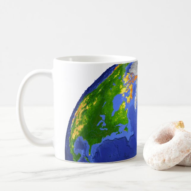 Full The Earth Showing Topographic Data. Coffee Mug (With Donut)