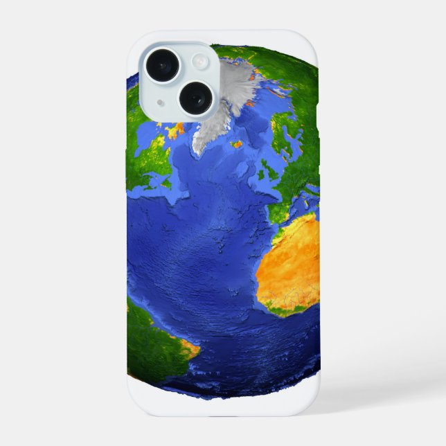 Full The Earth Showing Topographic Data. iPhone 15 Case (Back)